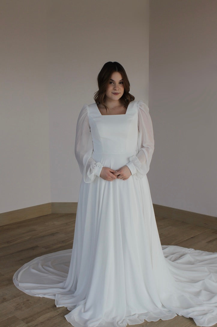 Ethereal Clover Chiffon Wedding Gown by Bridal Closet Ethereal Clover Chiffon Wedding Gown by Bridal Closet