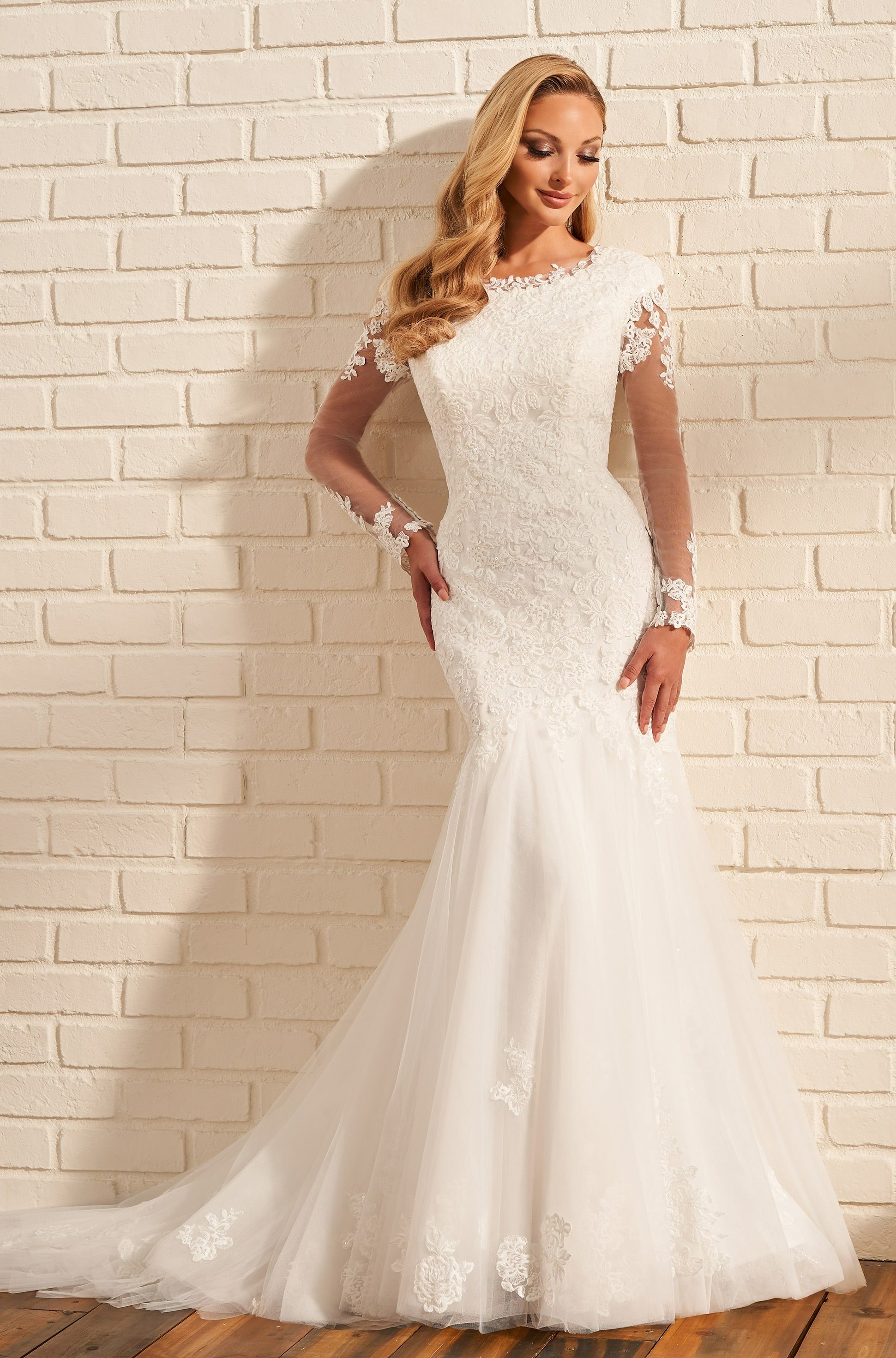 MOD 218 Wedding Dress by Mon Cheri Modest at Bridal Closet MOD 218 Wedding Dress by Mon Cheri Modest at Bridal Closet
