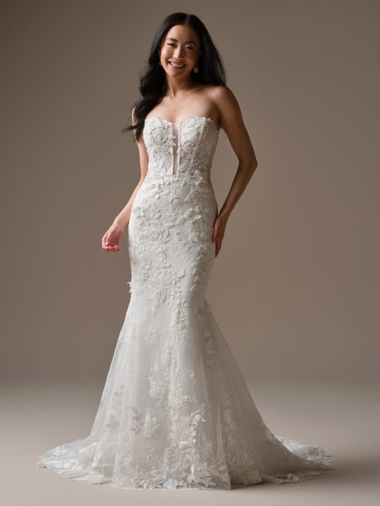 square neck fit and flare wedding dress Elegant Mikado Square Neckline Wedding Dress with Wide Straps Farzet 6US/38FR/10UK / Milk