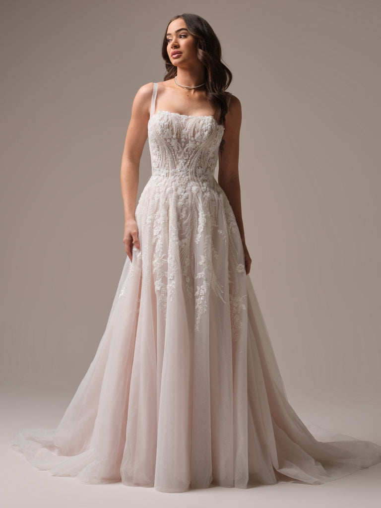 Angie by Rebecca Ingram 2 / Ivory over Silver Accent and Blush / Unlined Angie by Rebecca Ingram 2 / Ivory over Silver Accent and Blush / Unlined