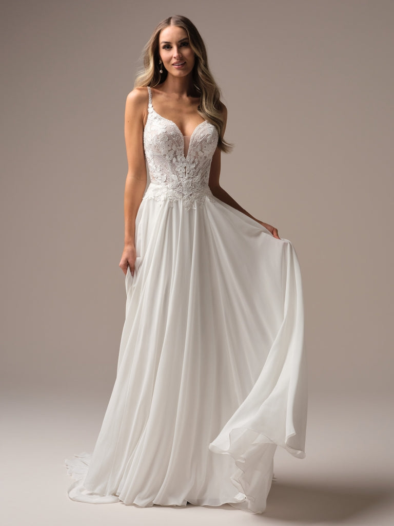 Finley by Rebecca Ingram 26 / All Ivory / Lined Bodice with Plunge Finley by Rebecca Ingram 26 / All Ivory / Lined Bodice with Plunge
