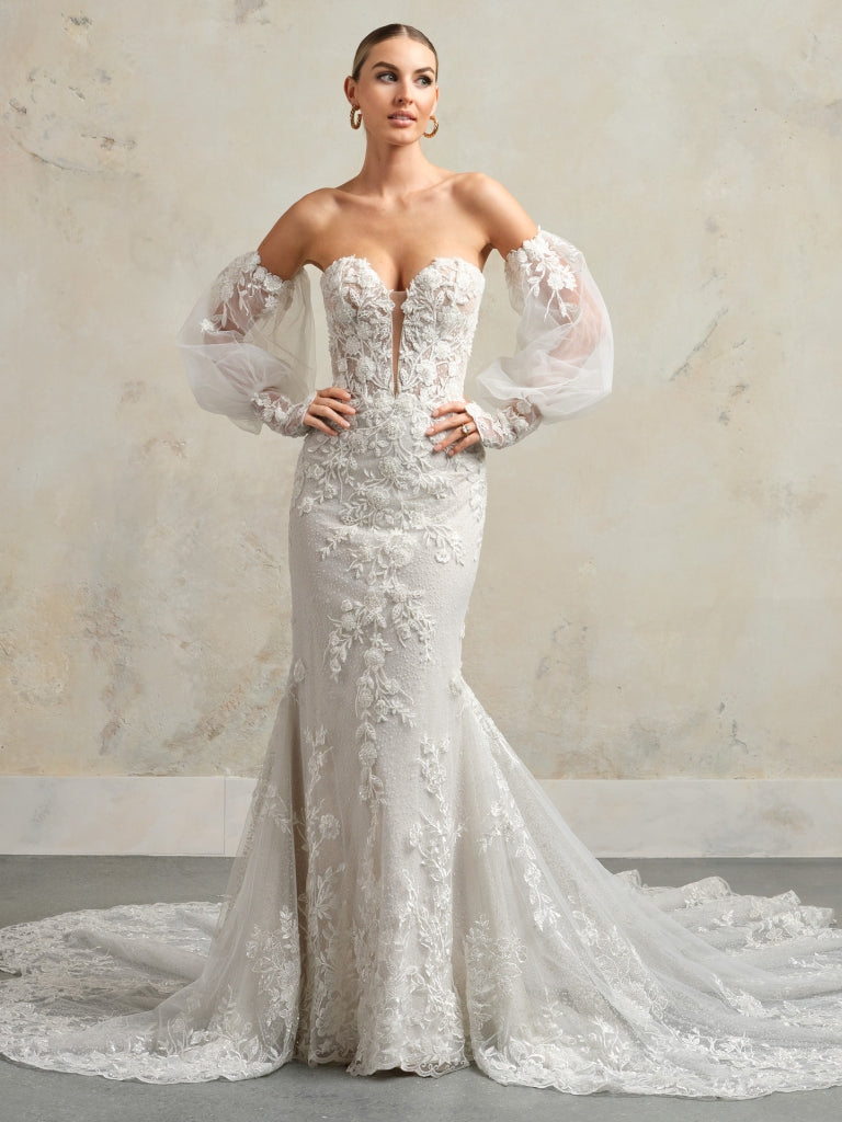 detachable beaded sleeves for wedding dress Lauren Elaine