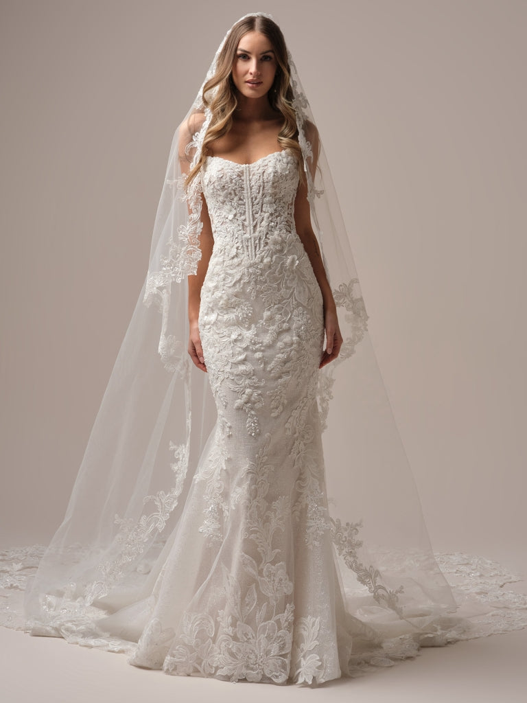 Halle by Sottero and Midgley 12 / Ivory over Silver Accent and Blush / Unlined