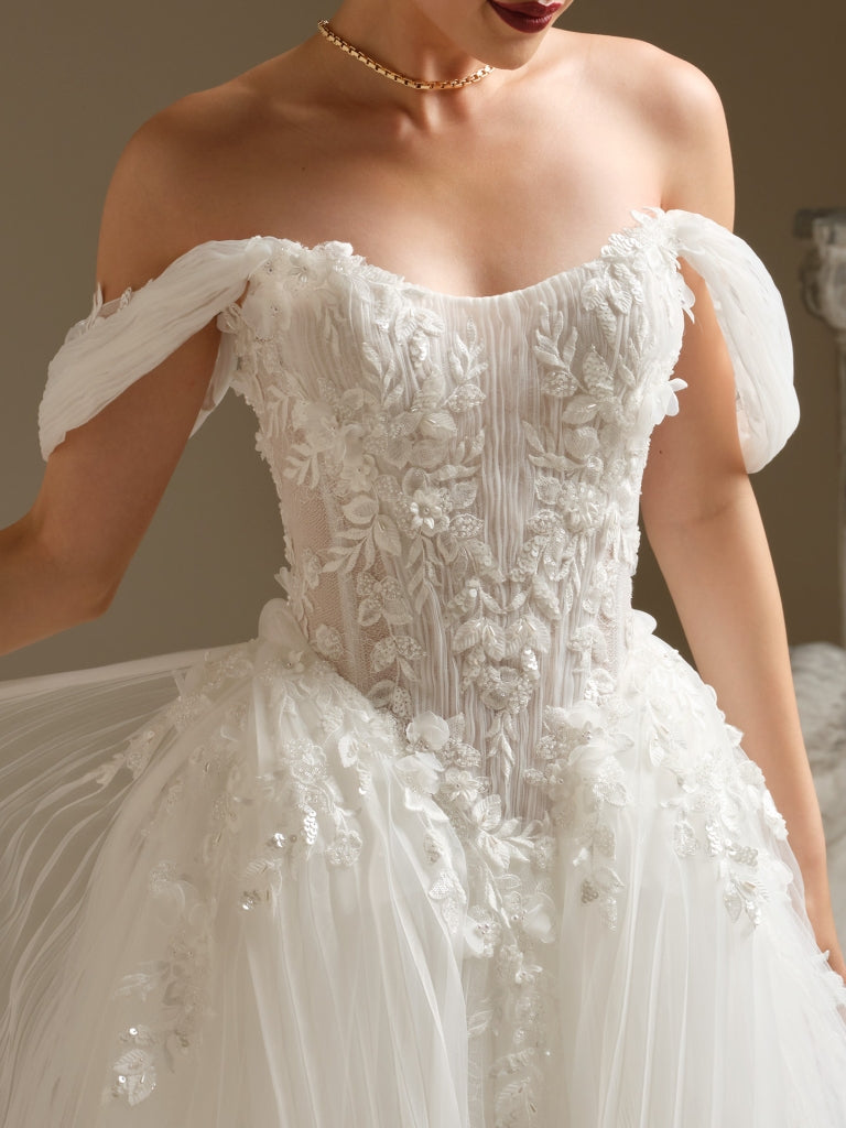 detachable beaded cap sleeves for wedding dress Nox Anabel JE995L Long Beaded Cap Sleeve Bridal Overskirt Gown White&Nude / 6