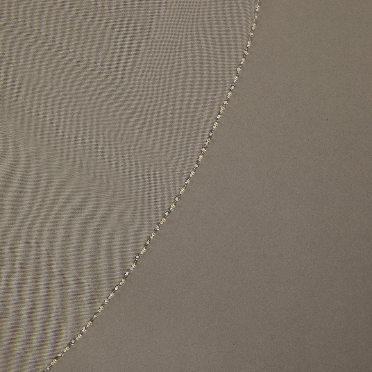 V2480WZ - Waterfall Tulle Veil with Pearl, Sequins and Opaque Seed Beads