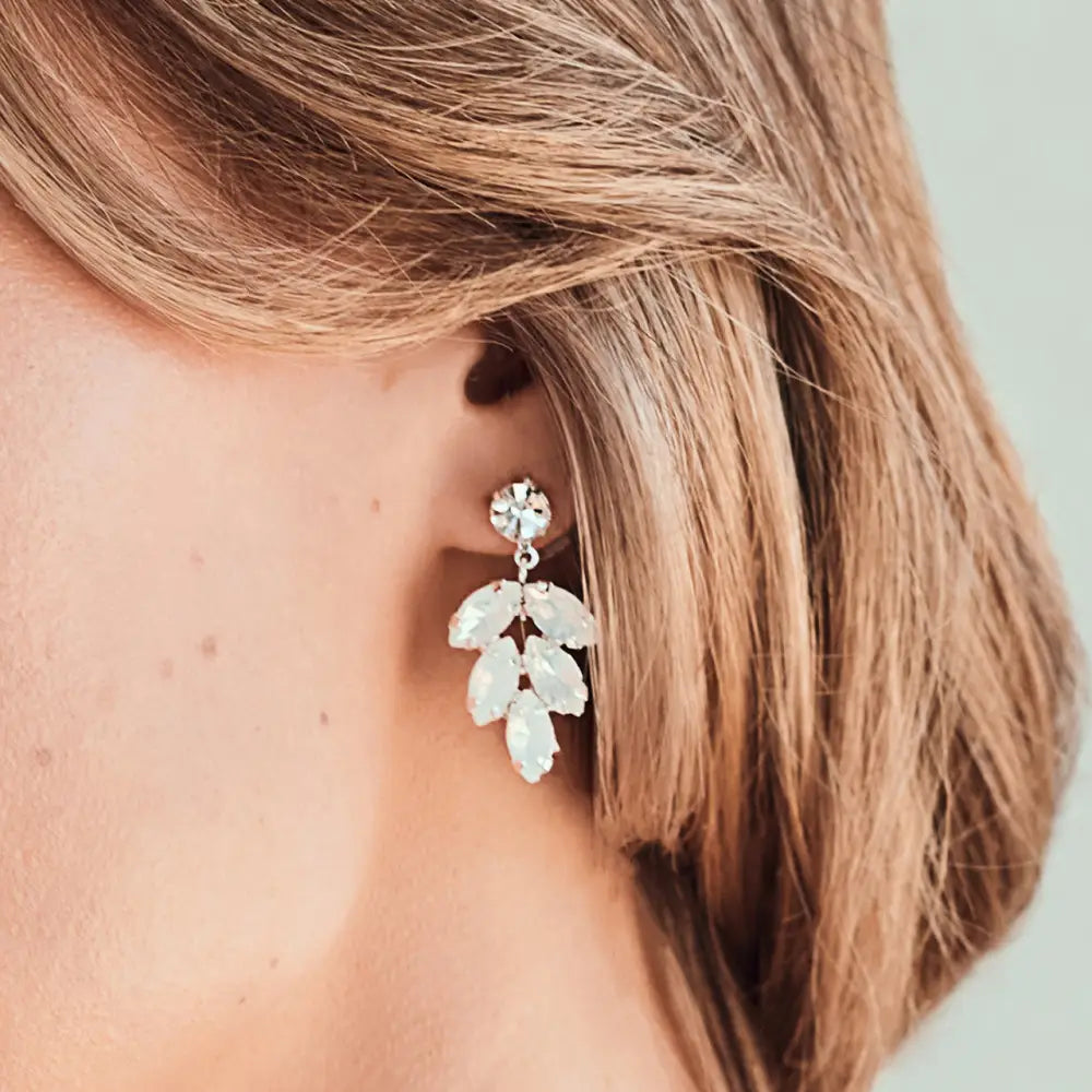 Bridal Earrings | E2342 - Silver/White Opal/Clear