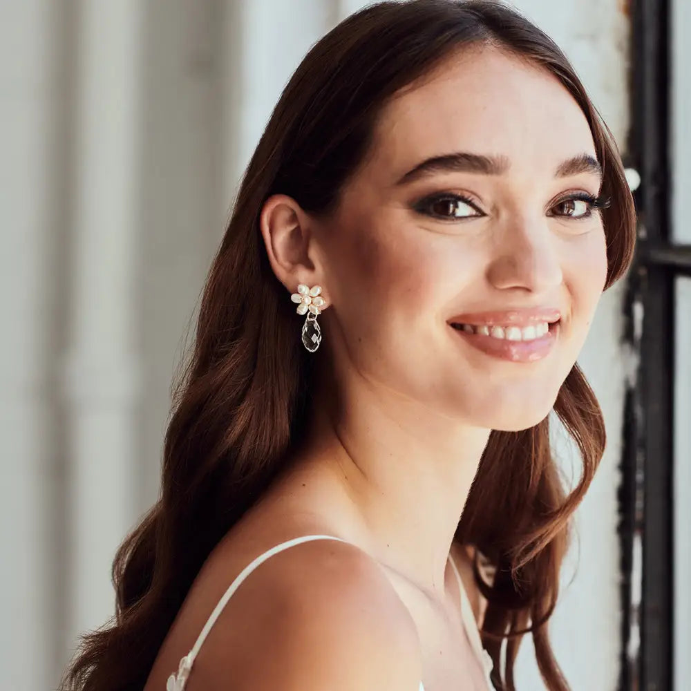 Bridal Earrings | E2343 - Natural/Clear/Silver