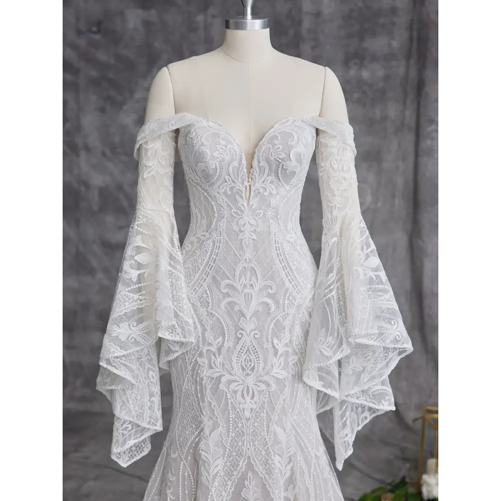 Ivory bell sleeve dress deals