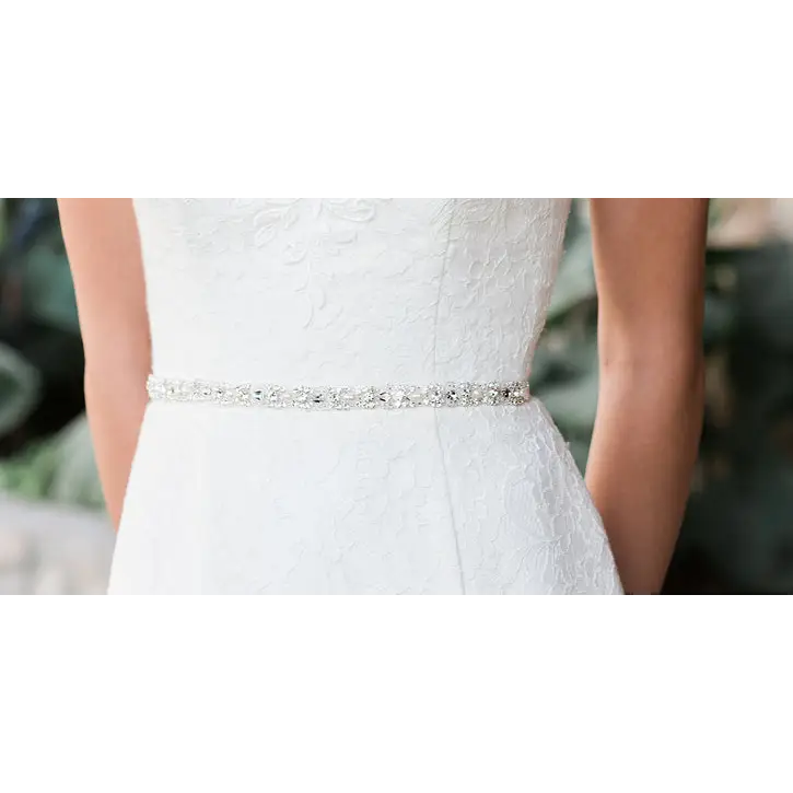 BT1986 Belt: Bridal Closet Beaded Belt (Ivory/Silver)