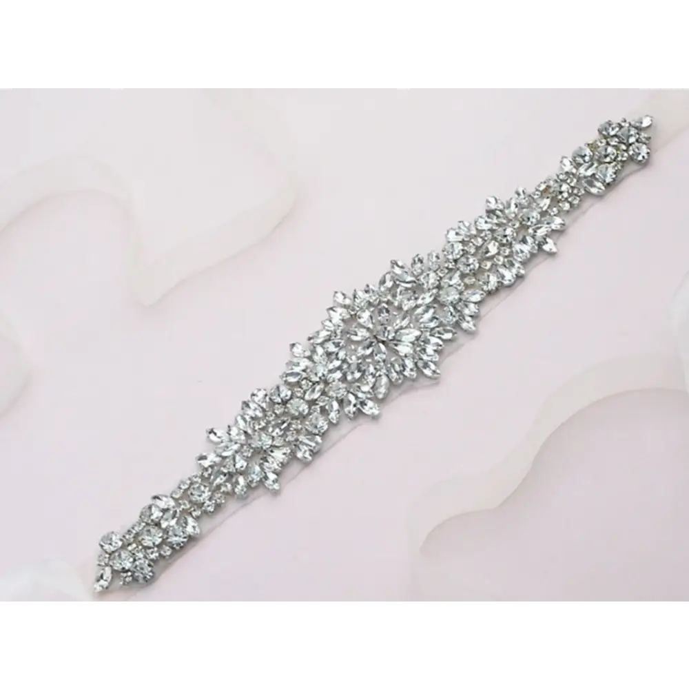 Della Crystal Belt B022S - Satin Ties - Off White