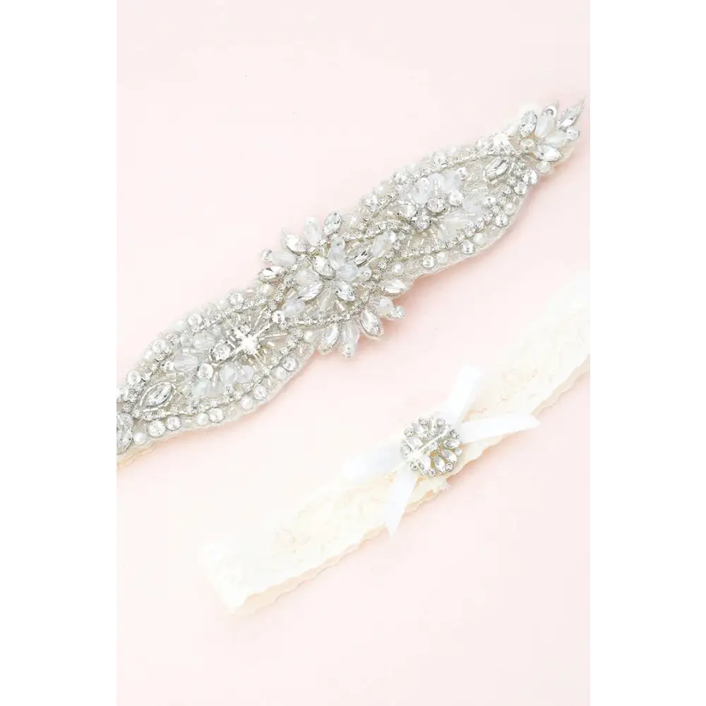 Lark Crystal and Lace Garter Set