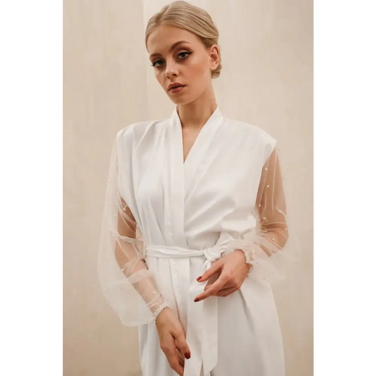 Pearl Sleeve Bridal Robe - Robe