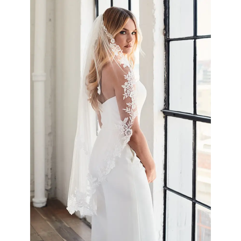 Single Tier Bridal Veil | V2398SF - Ivory - veils