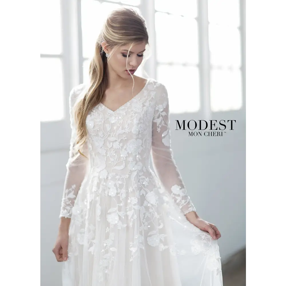 A dynamic statement of who you are, our modest wedding dresses represent your beliefs while letting your true beauty, femininity and personality shine. Lace beaded embroidered tulle a-line gown modest illusion long sleeves utah wedding gown #utahbridalshop #weddinggowns #sandyutah #bridalcloset #brides #bridalshop #utahwedding #designerweddings #templeready #weddingaccessories #modestweddingdress