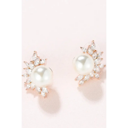 Winter Pearl CZ Earrings E012
