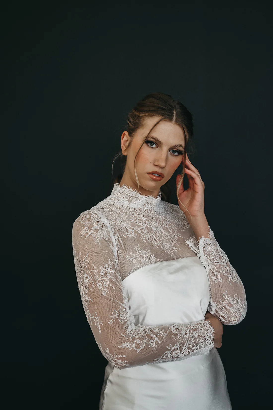 long sleeve bodysuit wedding dress Bridal Bodysuit Chantilly Lace Long Sleeve Ivory Lace L Chantilly Bodysuit by Grace Loves Lace