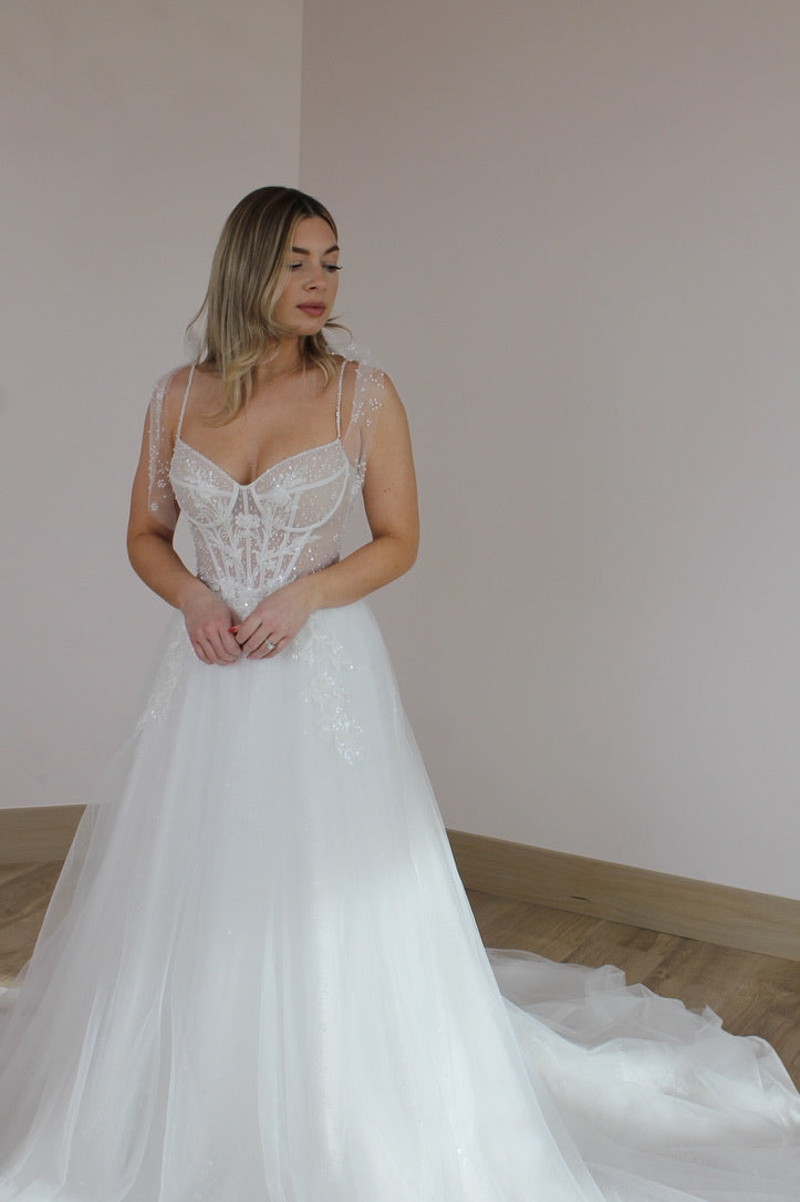 lexi a line dress AW.Bridal A-line Sweetheart Neckline Tea Length Sleeveless Spaghetti Straps Satin Floral Wedding Guest Dresses Floral Dress Sage Garden Party Size 8