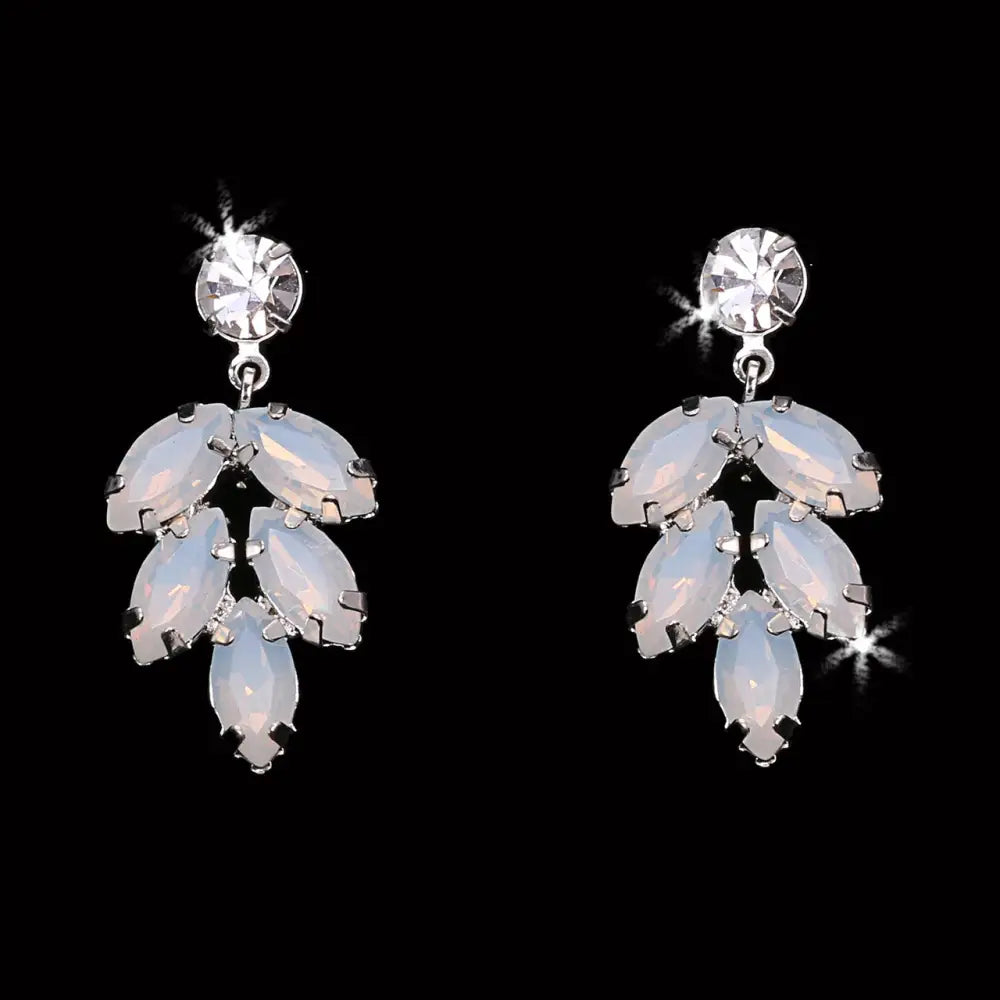 Bridal Earrings | E2342 - Silver/White Opal/Clear