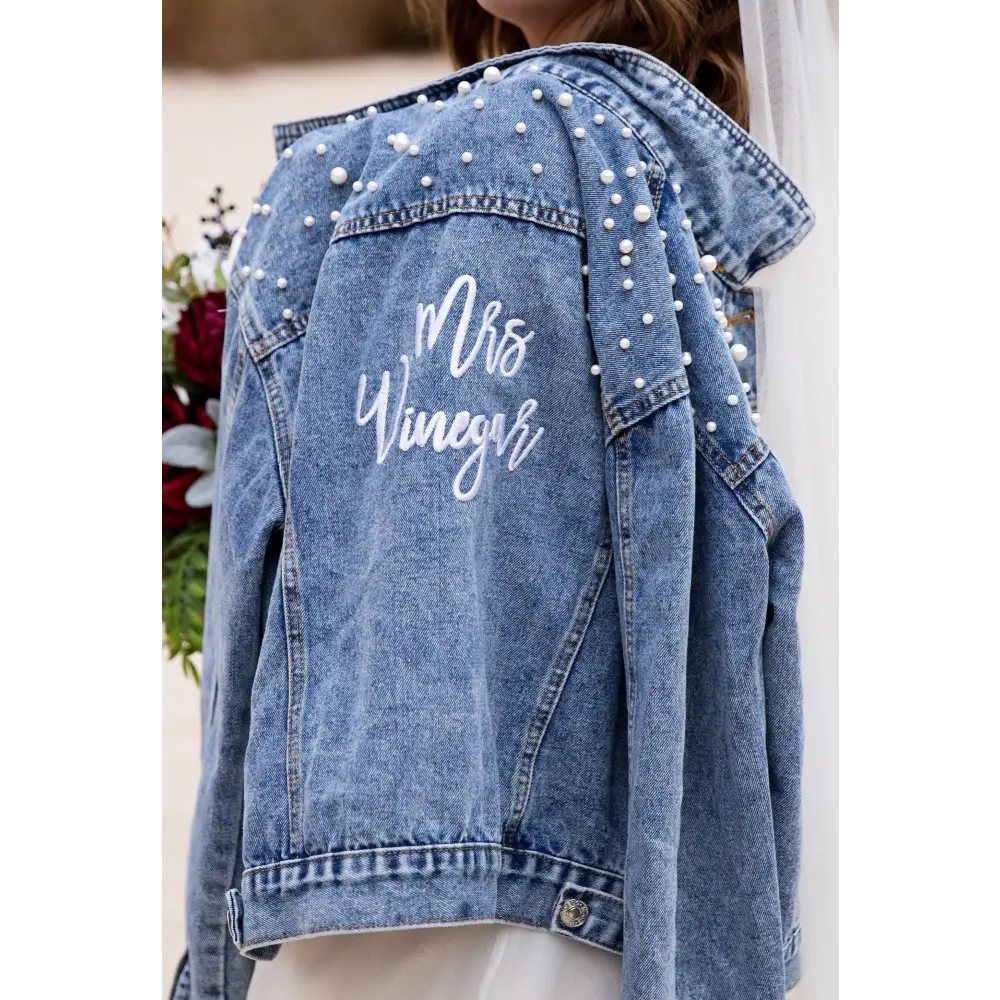 denim jacket wedding dress 27 Bridal Jackets for Major Cool Girl Vibes on Your Wedding Day