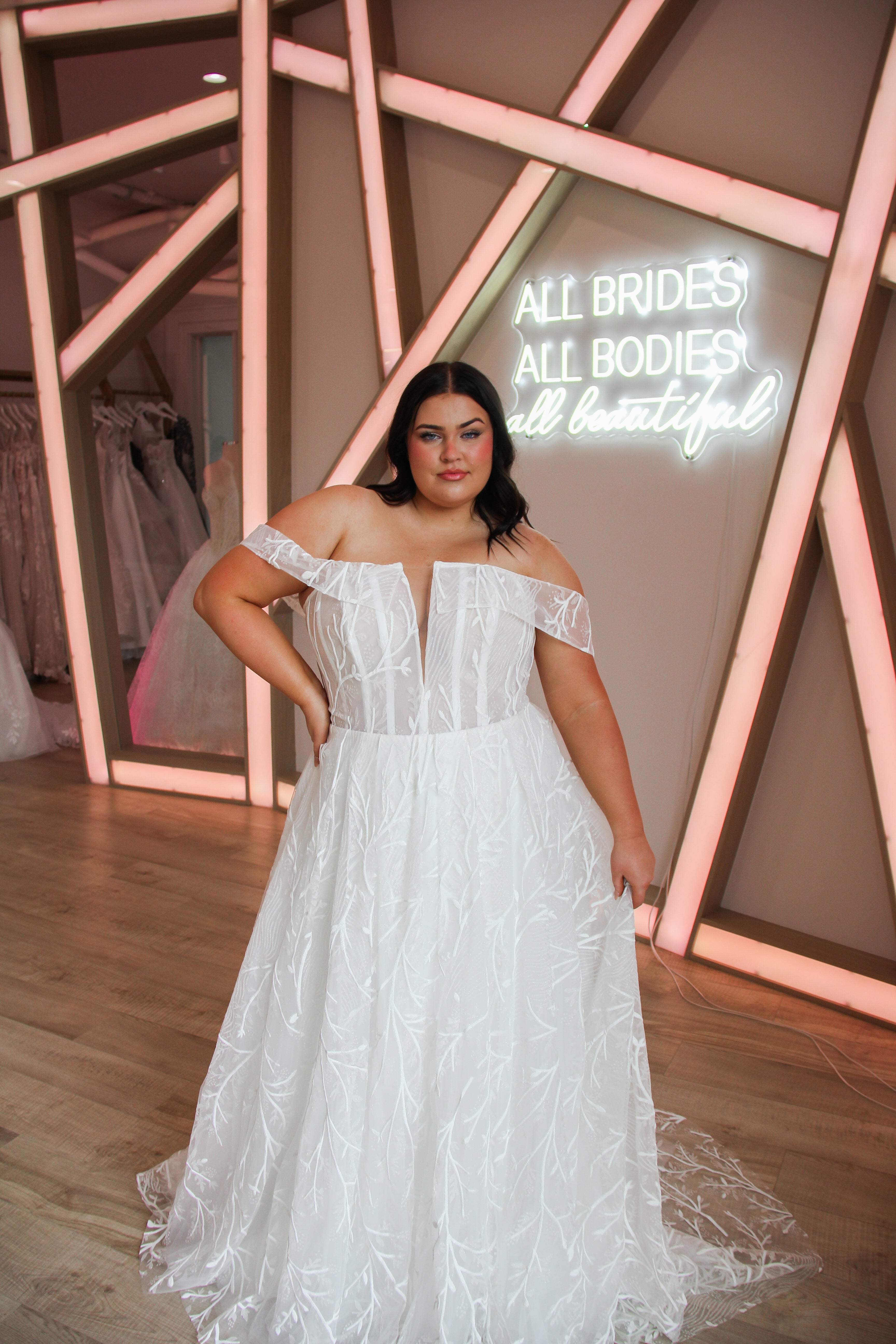 Floral Lace Wedding Dress with Sheer Bodice – loveangeldress