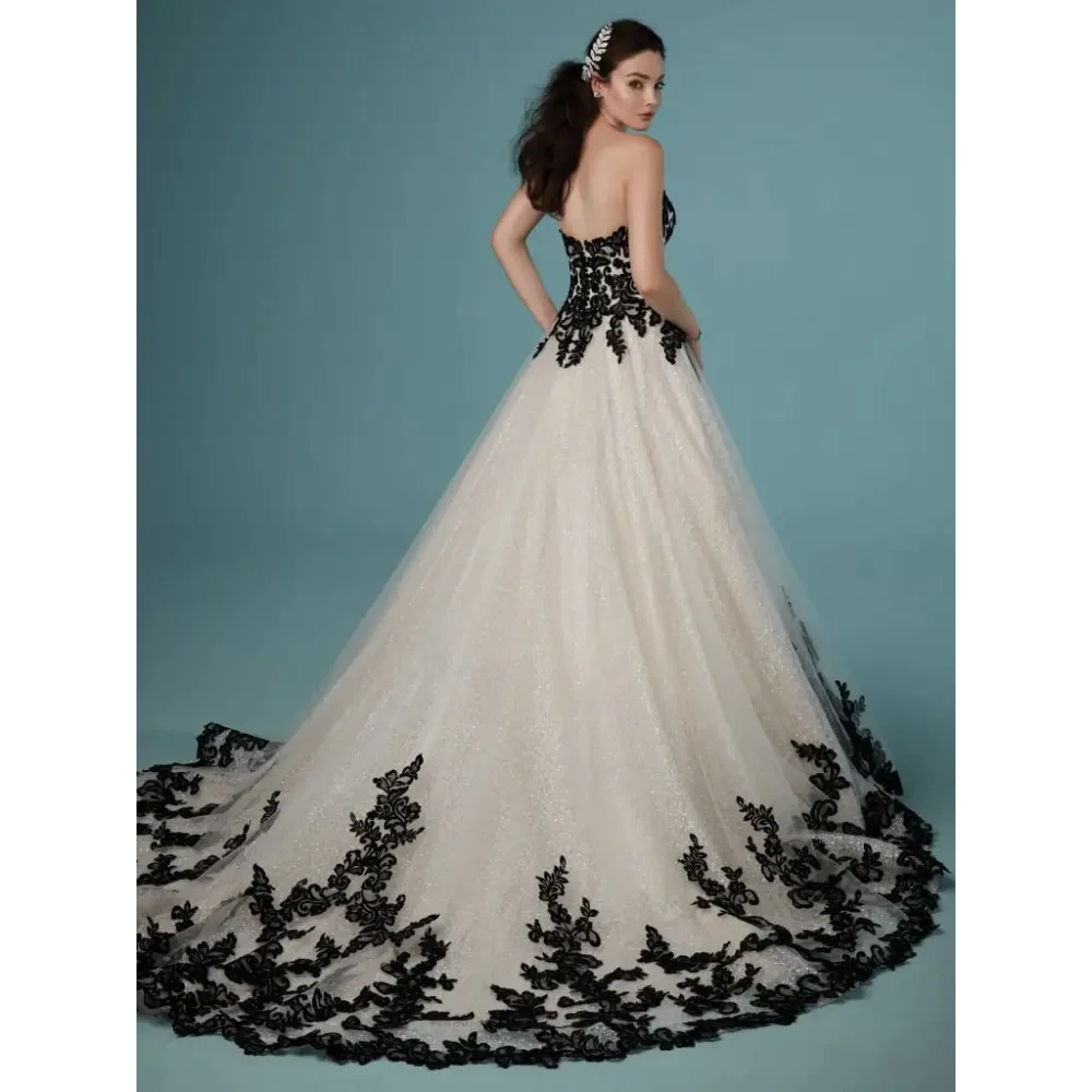 Maggie sottero black and white sales wedding dress