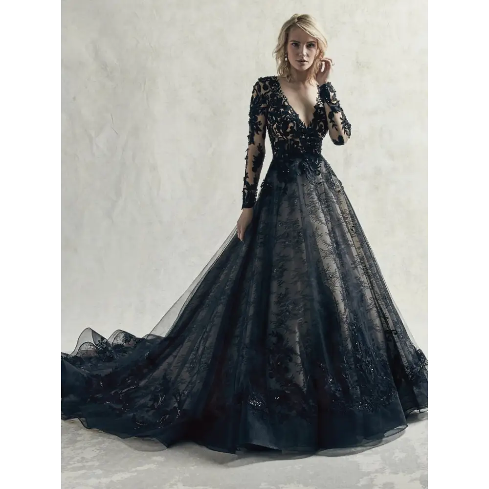 Black Gothic Forest Gothic Wedding Dresses With Sheer Neckline, Long  Sleeves, Appliqued Swee Train Vintage Style Bridal Gown 2023 From  Donnaweddingdress12, $150.91 | DHgate.Com