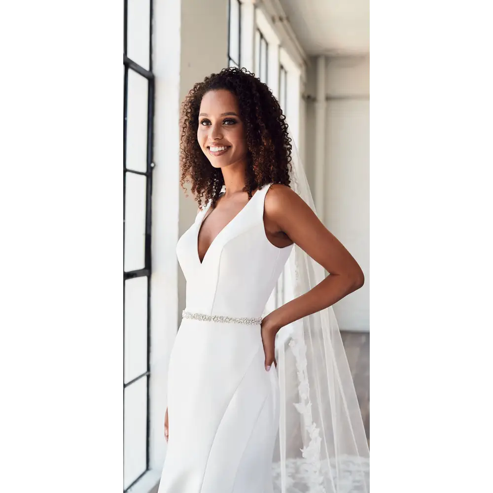 Bridal Belt | BT2374 - Ivory/White Opal/Silver/Clear