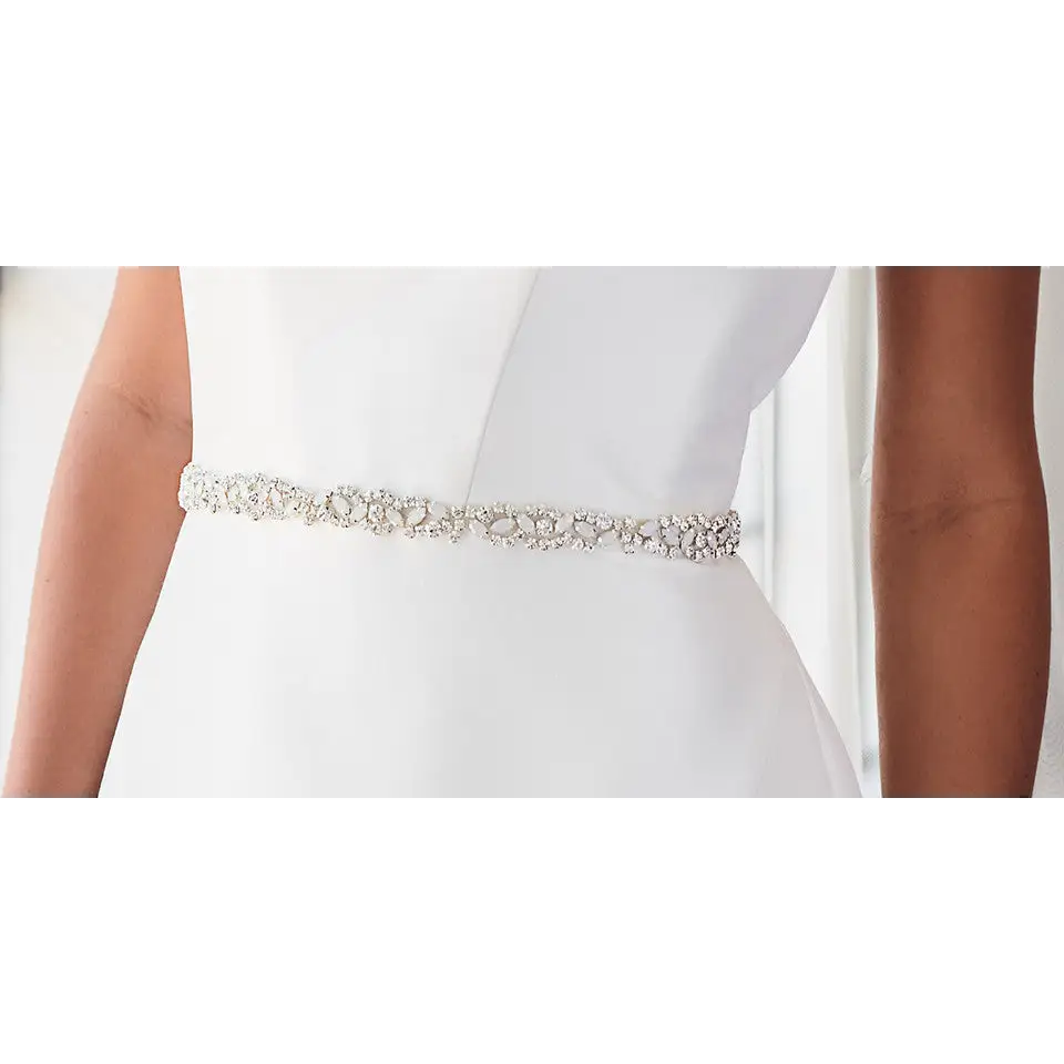 Bridal Belt | BT2374 - Ivory/White Opal/Silver/Clear