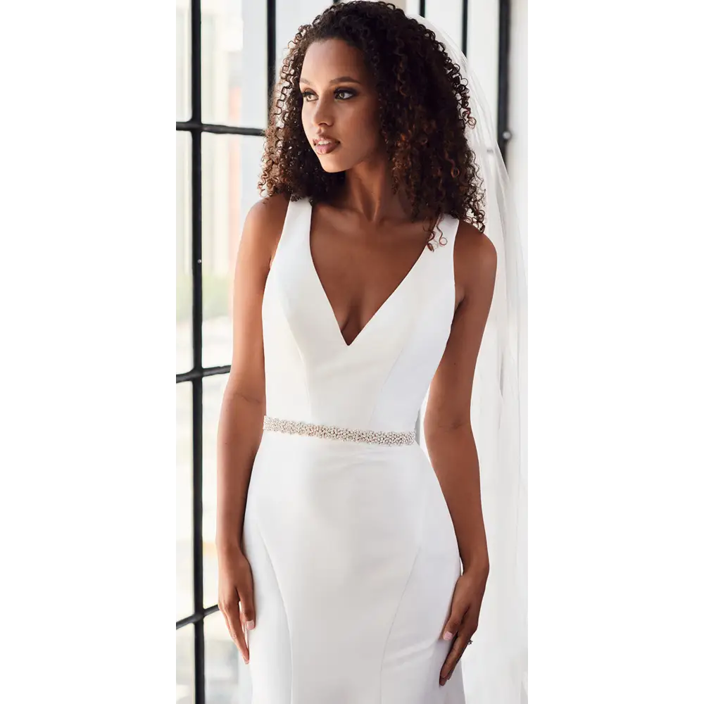 Bridal Belt | BT2375 - Ivory/Clear/Silver