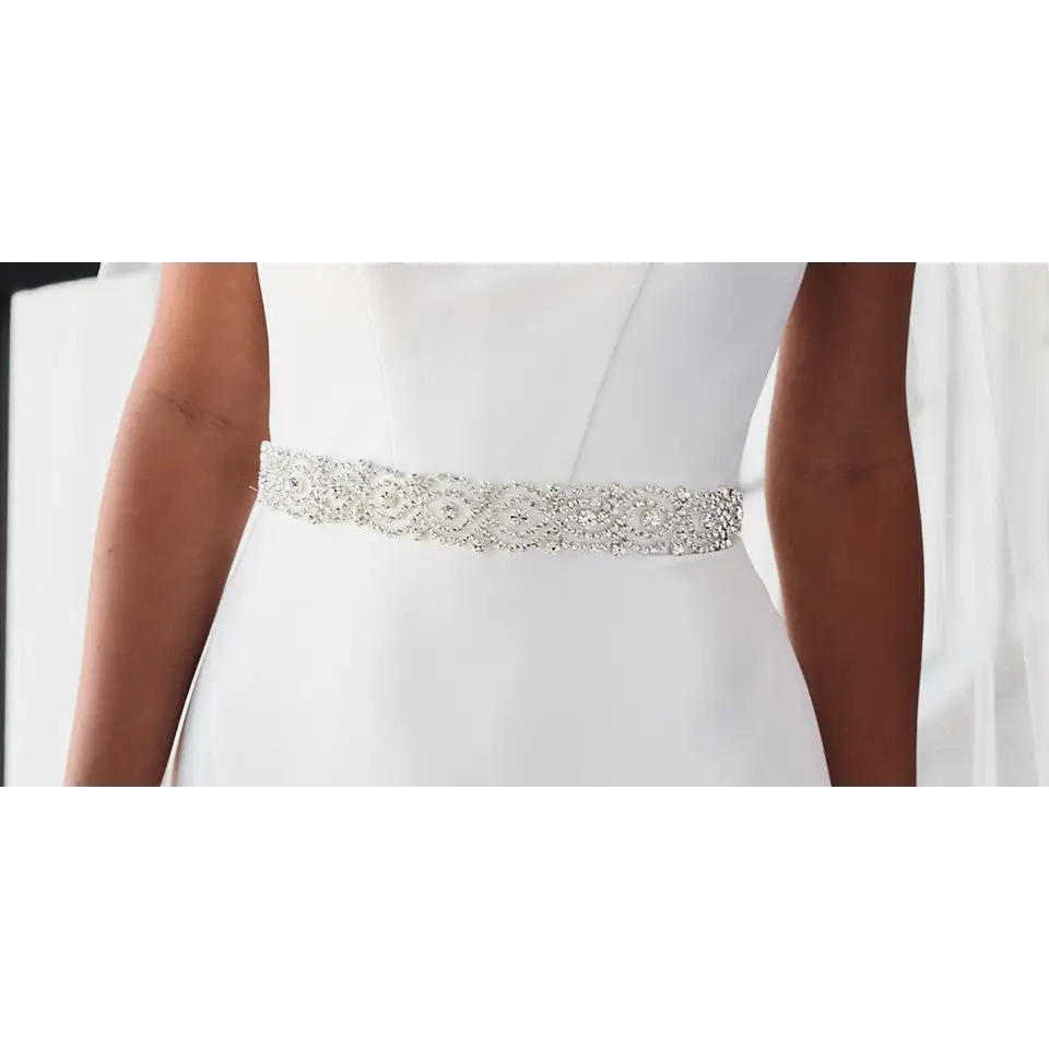 Bridal Belt | BT2376 - Ivory/Clear/Silver