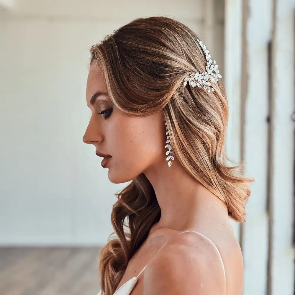 Bridal Earrings | E2347 - Silver/Clear