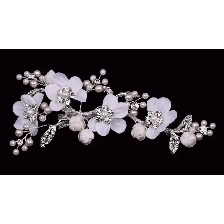 Bridal Hair Comb HC2239 - Silver/Ivory/Clear/Rose Pink -