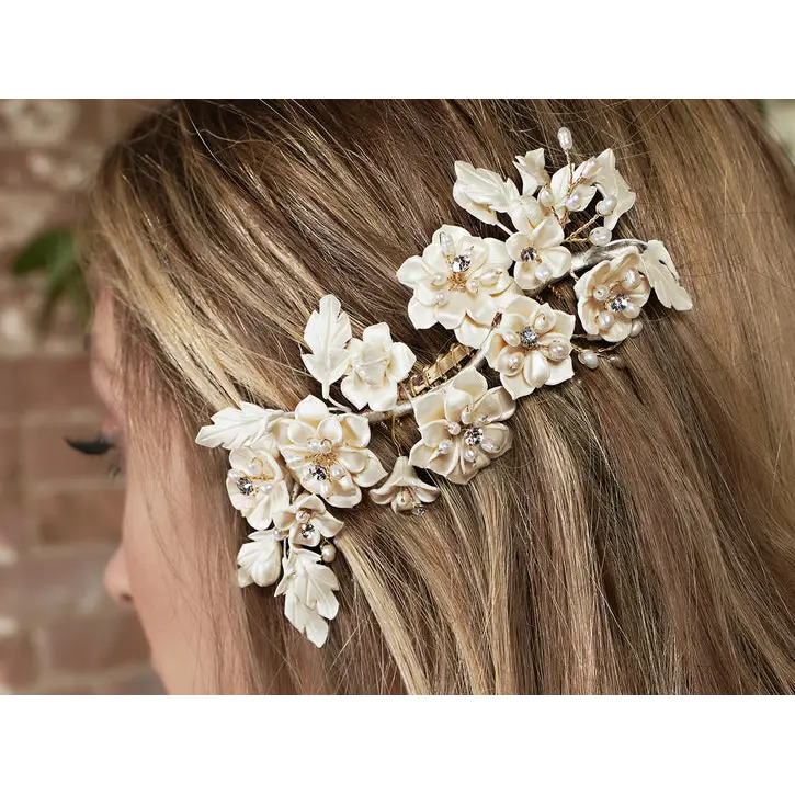 Bridal Hair Comb HC2241 - Light Gold/Ivory/Natural/Clear -