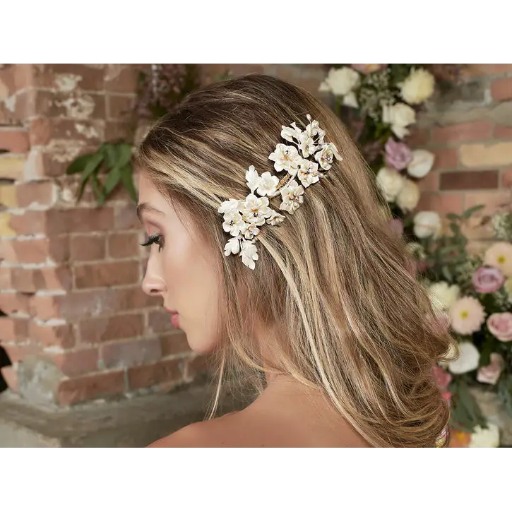 Bridal Hair Comb HC2241 - Light Gold/Ivory/Natural/Clear -