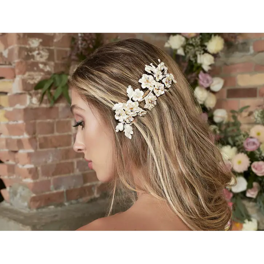 Bridal Hair Comb HC2241 - Light Gold/Ivory/Natural/Clear -