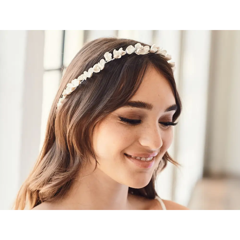 Bridal Hair Jewelry | HJ2314 - Ivory/Rum Pink/Silver