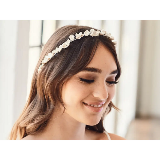 Bridal Hair Jewelry | HJ2314 - Ivory/Rum Pink/Silver