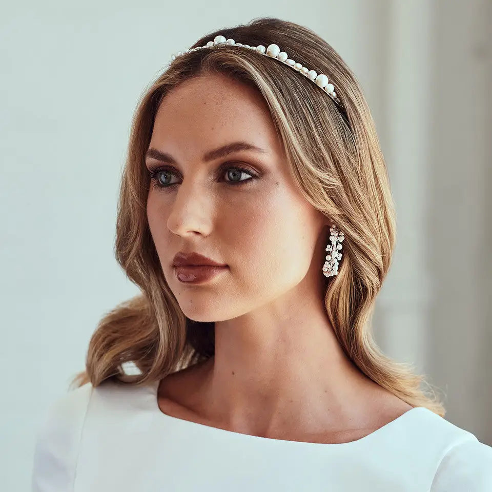 Bridal Headband | HB2301 - Ivory/Silver