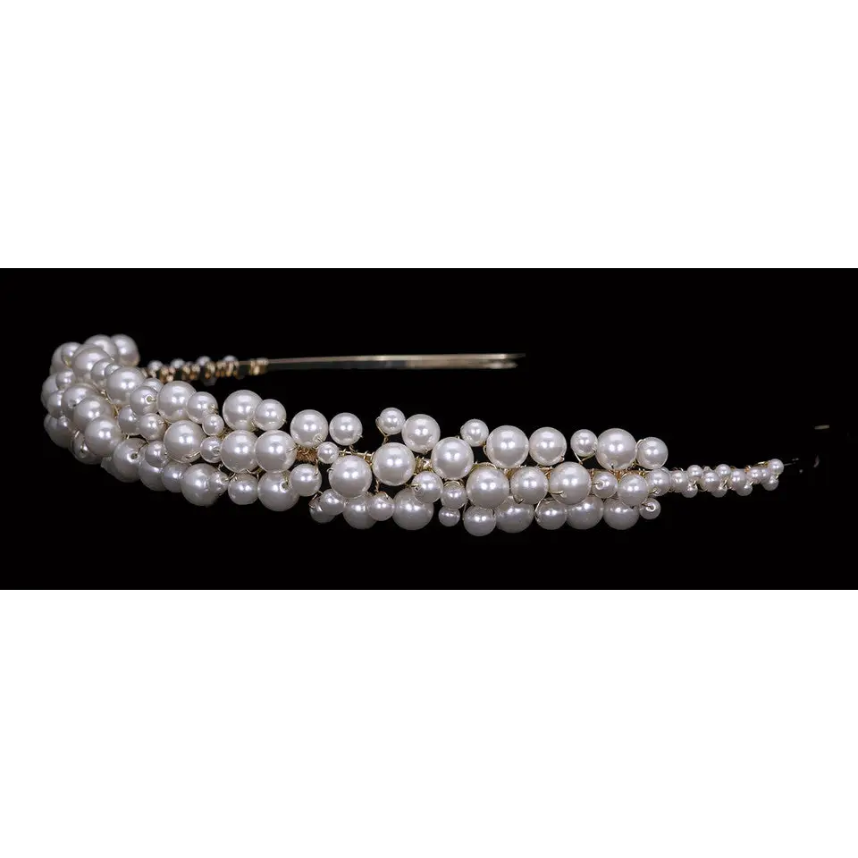 Bridal Headband | HB2302 - Ivory/Light Gold