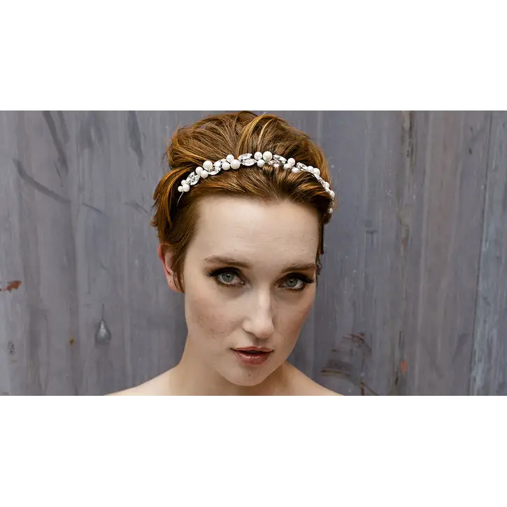 Bridal Tiara T2204 - Silver/Clear/Ivory - Accessories