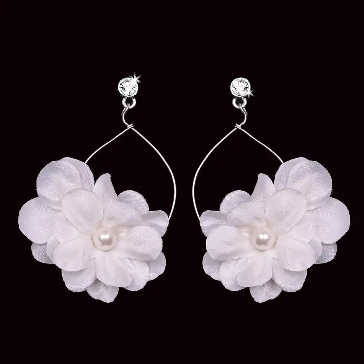E2157 Bridal Earrings - Ivory/Silver/Clear - Accessories