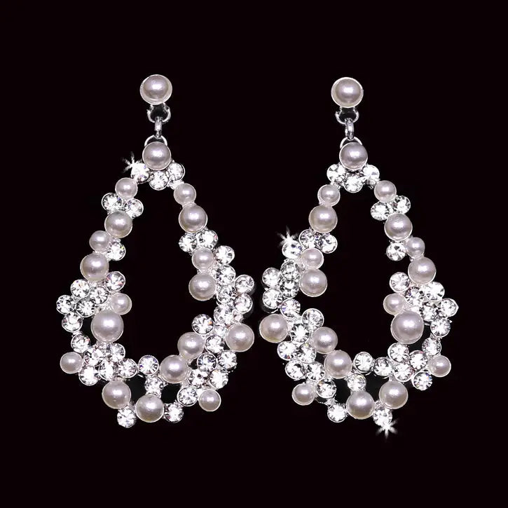 E2159 Bridal Earrings - Silver/Ivory/Clear - Accessories