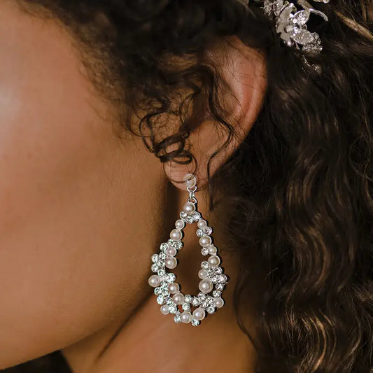 E2159 Bridal Earrings - Silver/Ivory/Clear - Accessories