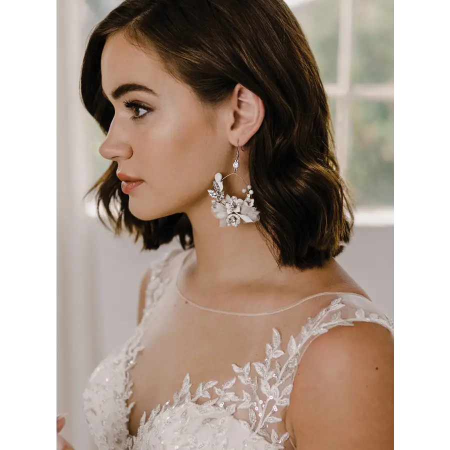 E2161 Bridal Rhinestone and Pearl Bead Earrings -