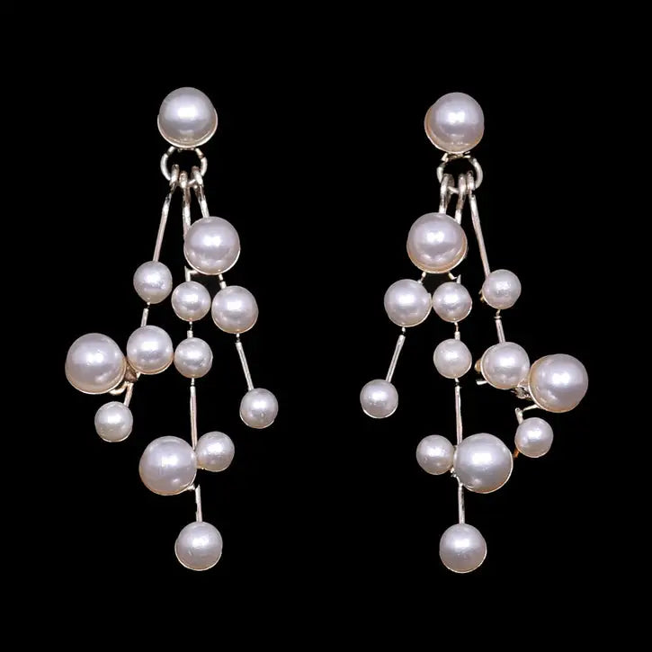 E2165 Bridal Pearl Earrings - Light Gold/Ivory - Accessories