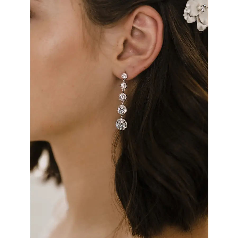 E2167 Rhinestone Earrings - Silver/Clear - Accessories