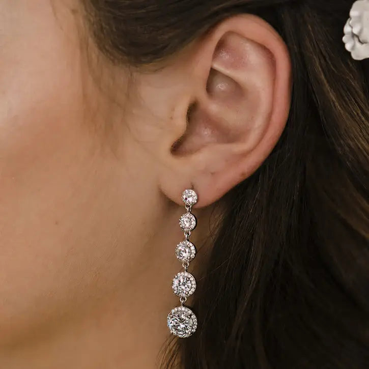 E2167 Rhinestone Earrings - Silver/Clear - Accessories
