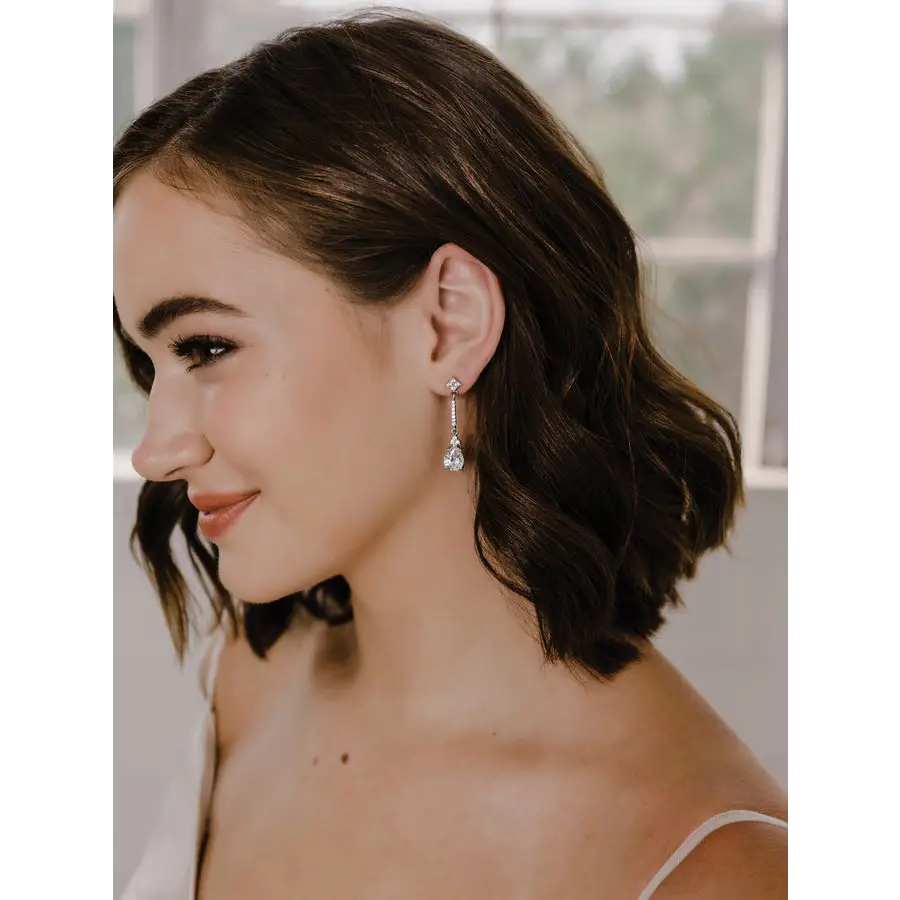 E2169 Rhinestone Earrings - Silver/Clear - Accessories