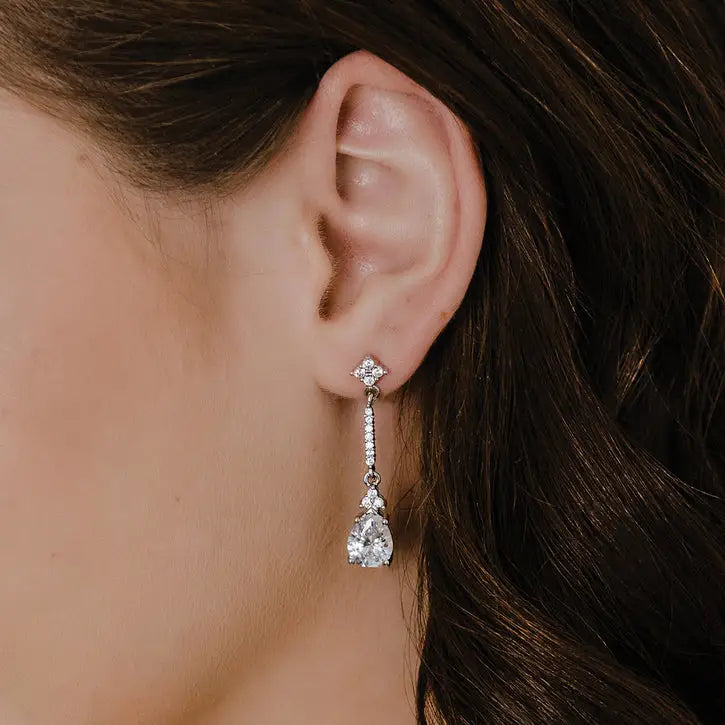 E2169 Rhinestone Earrings - Silver/Clear - Accessories