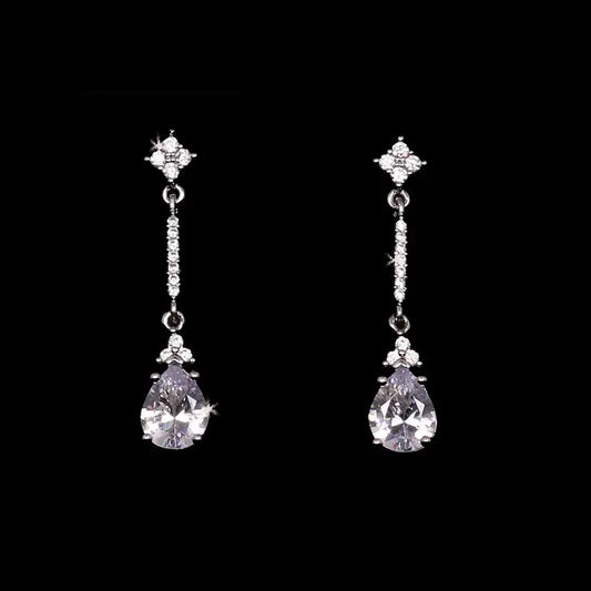 E2169 Rhinestone Earrings - Silver/Clear - Accessories